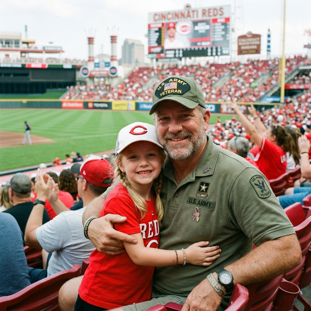 Military family at a game